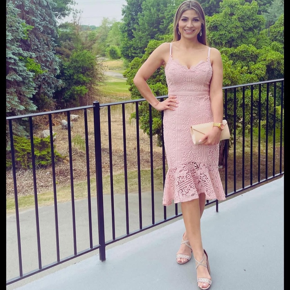Guess Pink Lace Midi Dress